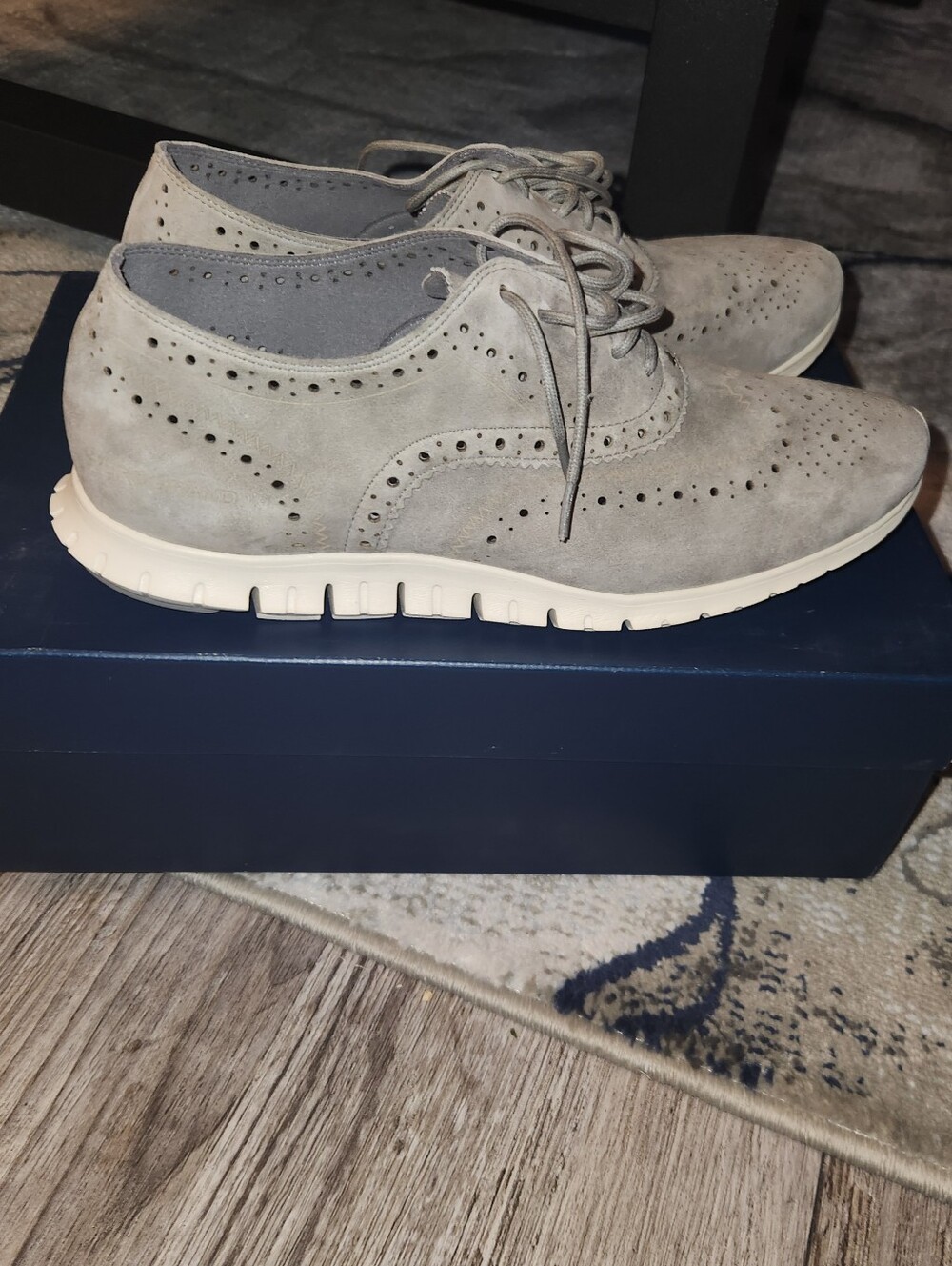 Cole Haan Zerogrand Gray Suede Lace Up Wingtip Oxford Womens Size 9.5 C NIB